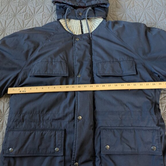 Vintage 90s St. John's Bay Navy Parka Hooded Plaid Lining Utility XL Gorpcore - Picture 4 of 16